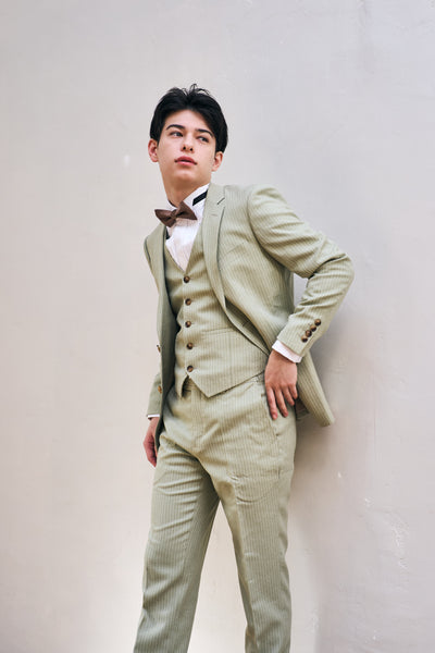 ストライプ スリーピース メンズスーツ タキシード(M08)