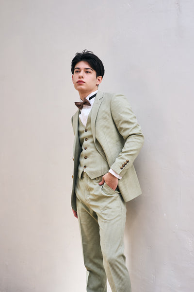 ストライプ スリーピース メンズスーツ タキシード(M08)