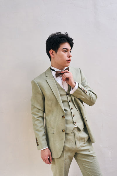 ストライプ スリーピース メンズスーツ タキシード(M08)