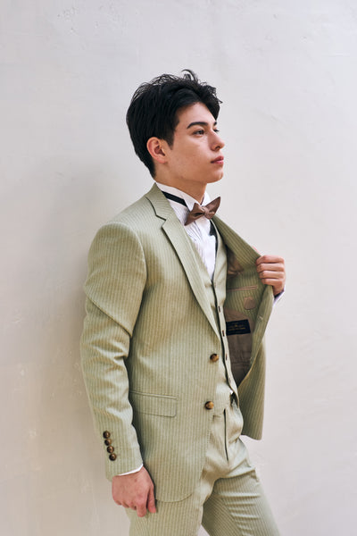 ストライプ スリーピース メンズスーツ タキシード(M08)