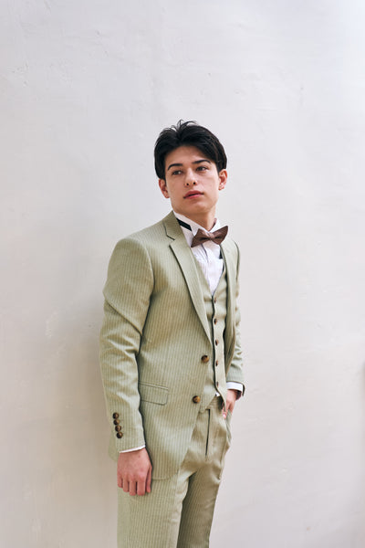 ストライプ スリーピース メンズスーツ タキシード(M08)