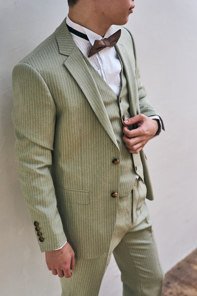 ストライプ スリーピース メンズスーツ タキシード(M08)