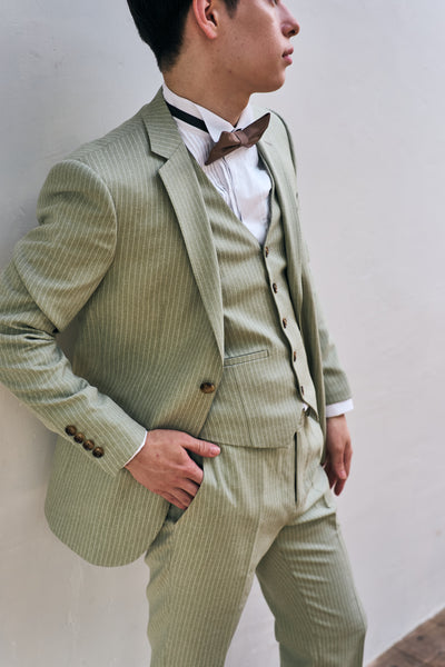 ストライプ スリーピース メンズスーツ タキシード(M08)