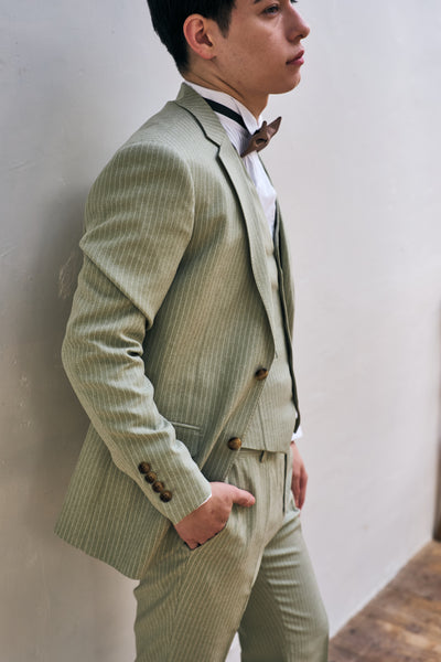 ストライプ スリーピース メンズスーツ タキシード(M08)