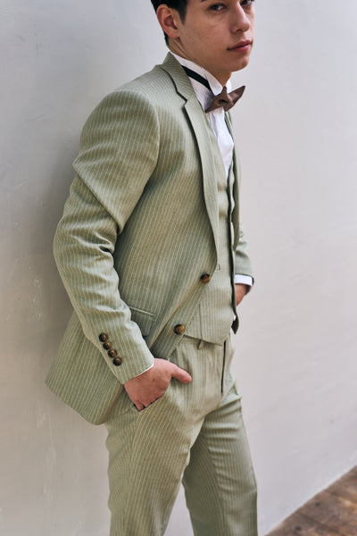 ストライプ スリーピース メンズスーツ タキシード(M08)