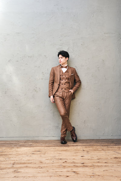 ツイード スリーピース メンズスーツ タキシード(M05)