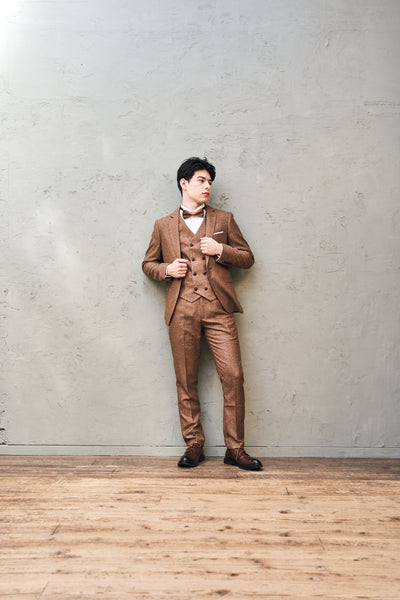 ツイード スリーピース メンズスーツ タキシード(M05)