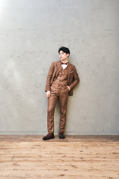 ツイード スリーピース メンズスーツ タキシード(M05)