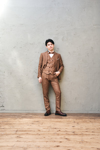 ツイード スリーピース メンズスーツ タキシード(M05)