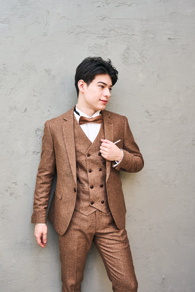 ツイード スリーピース メンズスーツ タキシード(M05)