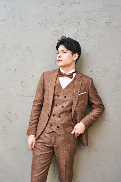 ツイード スリーピース メンズスーツ タキシード(M05)