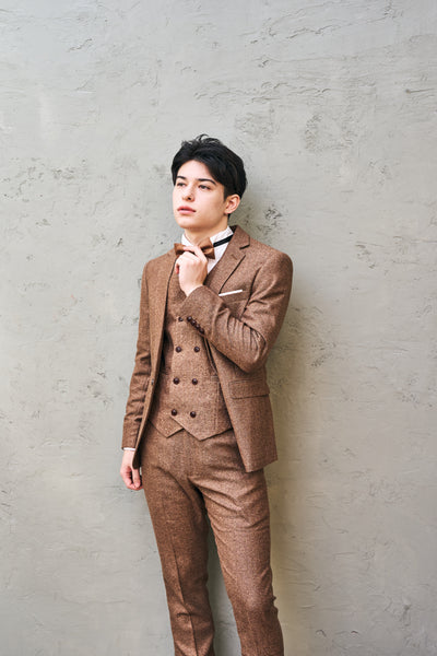 ツイード スリーピース メンズスーツ タキシード(M05)