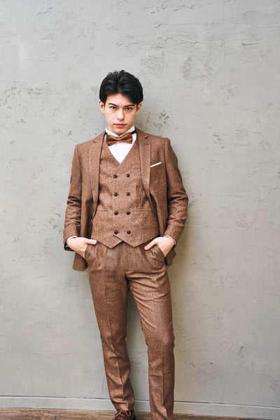 ツイード スリーピース メンズスーツ タキシード(M05)