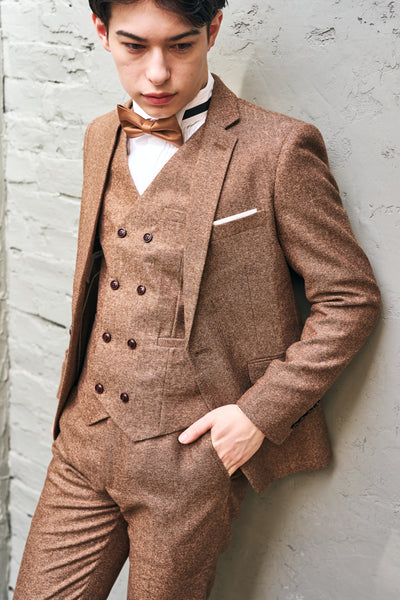 ツイード スリーピース メンズスーツ タキシード(M05)