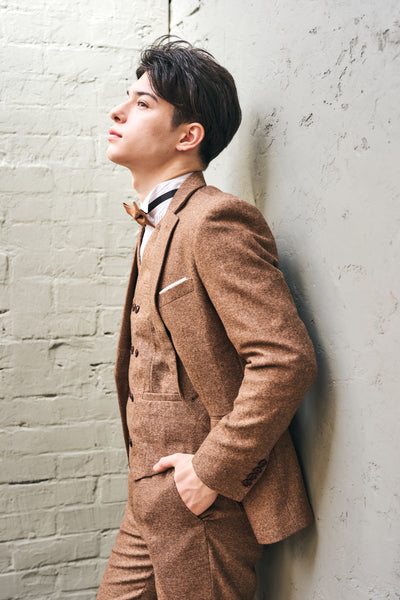 ツイード スリーピース メンズスーツ タキシード(M05)