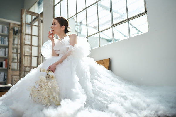 オフショルダー ボリュームフリルドレス(W342)