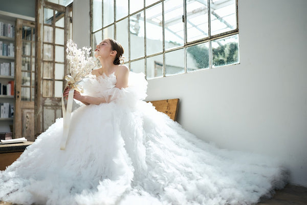 オフショルダー ボリュームフリルドレス(W342)