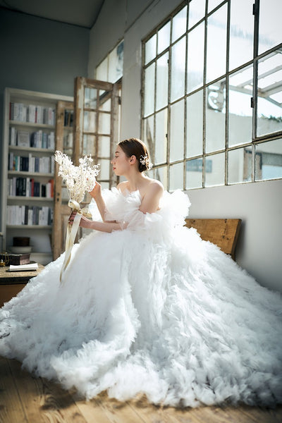 オフショルダー ボリュームフリルドレス(W342)