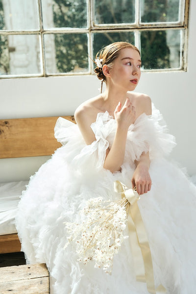 オフショルダー ボリュームフリルドレス(W342)