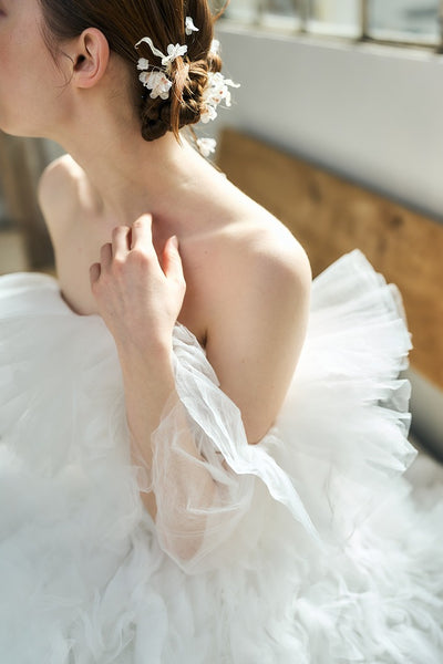 オフショルダー ボリュームフリルドレス(W342)