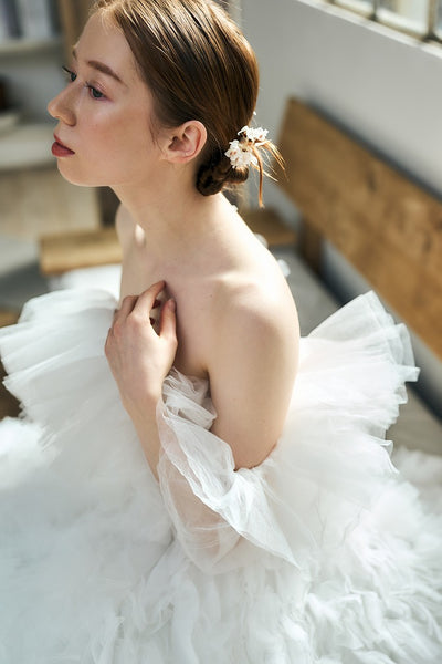 オフショルダー ボリュームフリルドレス(W342)