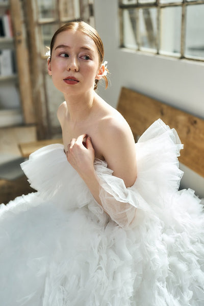 オフショルダー ボリュームフリルドレス(W342)