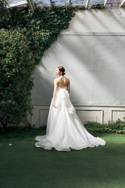 オーガンジーサテン バックトレーンドレス ホワイト(W340)