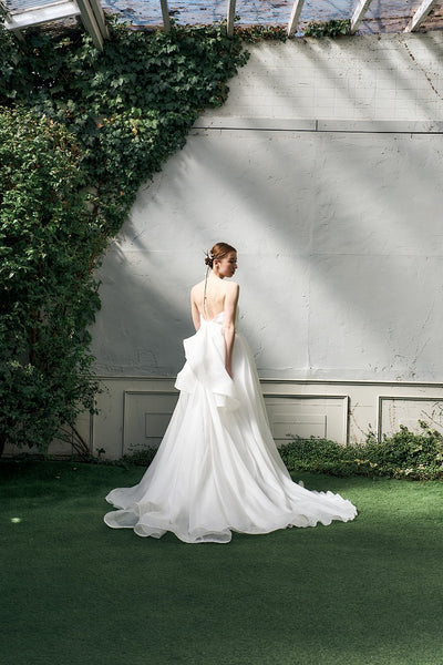 オーガンジーサテン バックトレーンドレス ホワイト(W340)