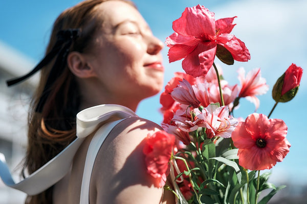 リボンショルダー サテンドレス(W327)