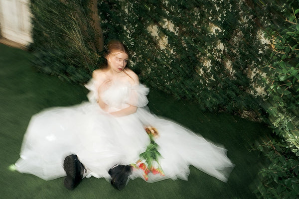 フリル オフショルダー チュールドレス ホワイト(W337WH)