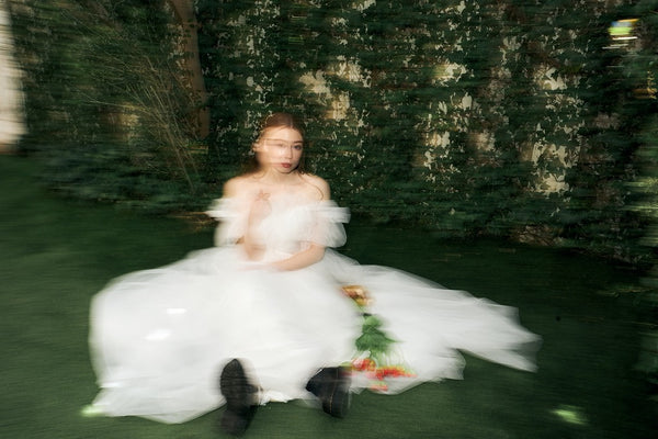 フリル オフショルダー チュールドレス ホワイト(W337WH)