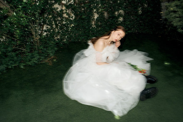 フリル オフショルダー チュールドレス ホワイト(W337WH)