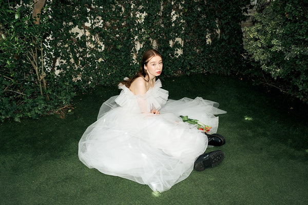 フリル オフショルダー チュールドレス ホワイト(W337WH)