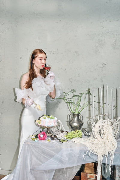 チュールショルダー ソフトマーメイドドレス(W341WH)