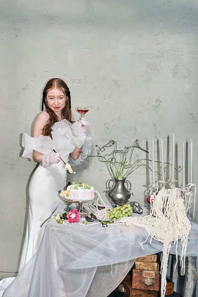 チュールショルダー ソフトマーメイドドレス(W341WH)