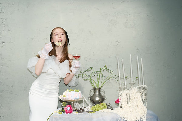 チュールショルダー ソフトマーメイドドレス(W341WH)