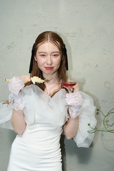 チュールショルダー ソフトマーメイドドレス(W341WH)