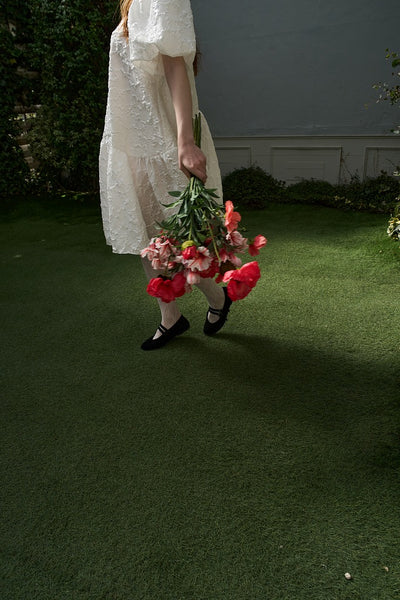 ジャガード パフスリーブ ミニドレス(W339)