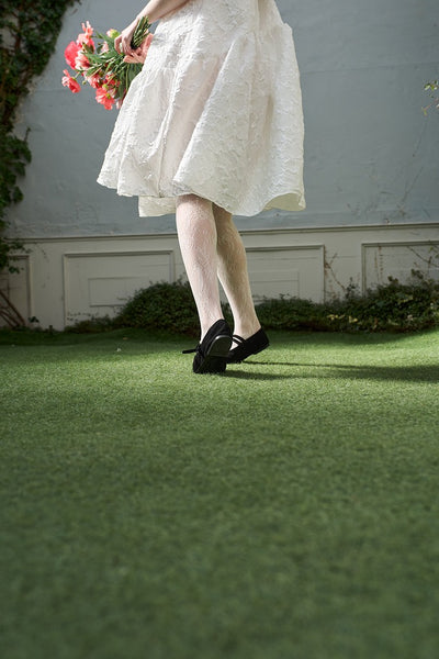 ジャガード パフスリーブ ミニドレス(W339)