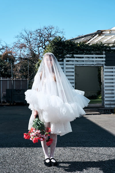 ジャガード パフスリーブ ミニドレス(W339)