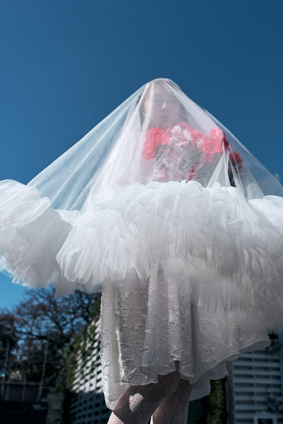 ジャガード パフスリーブ ミニドレス(W339)