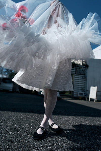 ジャガード パフスリーブ ミニドレス(W339)