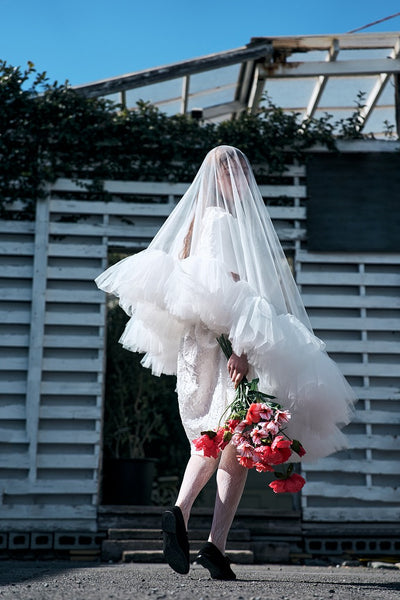 ジャガード パフスリーブ ミニドレス(W339)