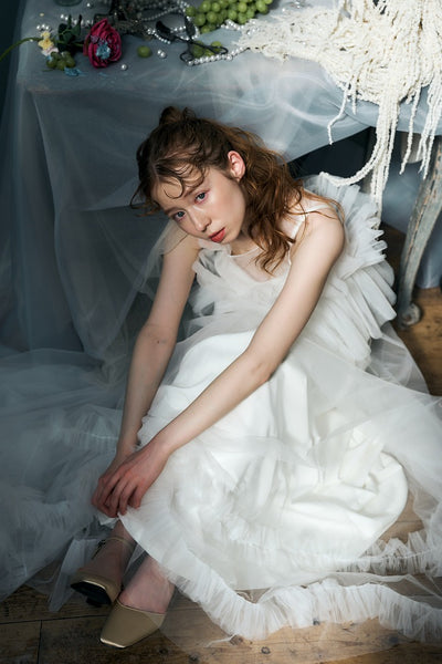 2way フリル ノースリーブ レイヤードドレス(W346)