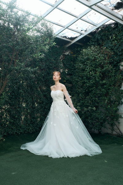 2way フラワーレース チュール Aラインドレス(W335)