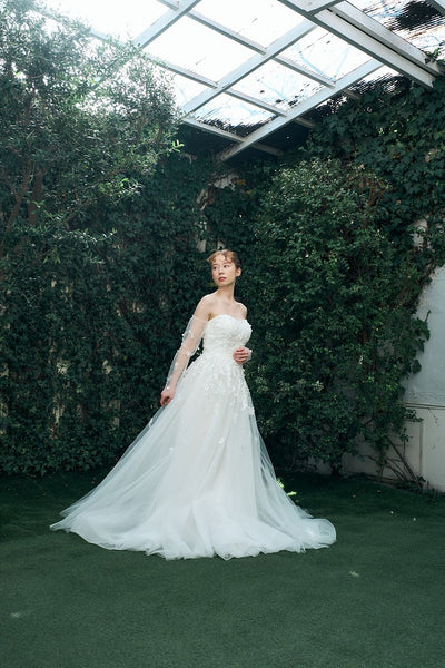 2way フラワーレース チュール Aラインドレス(W335)