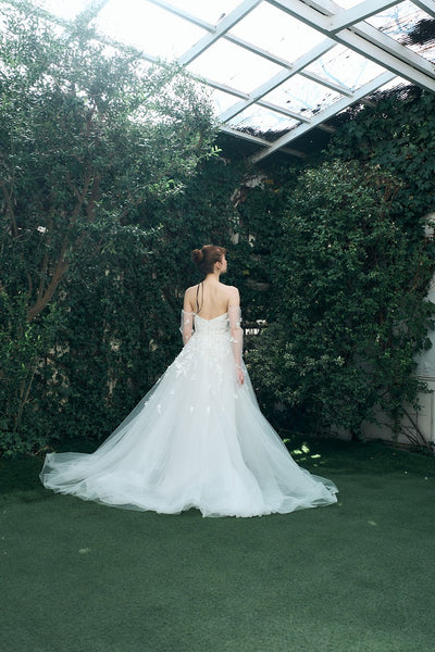 2way フラワーレース チュール Aラインドレス(W335)