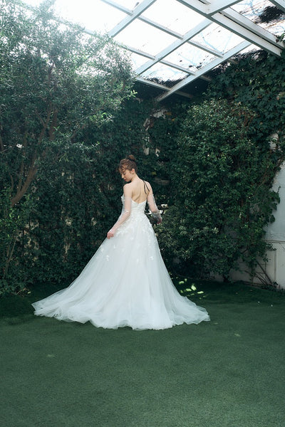 2way フラワーレース チュール Aラインドレス(W335)