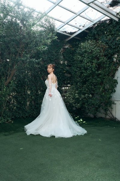 2way フラワーレース チュール Aラインドレス(W335)