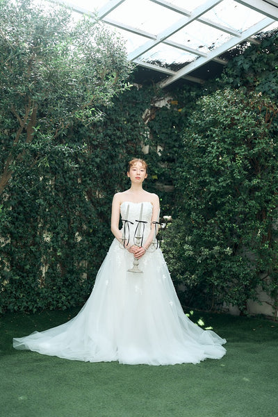 2way フラワーレース チュール Aラインドレス(W335)